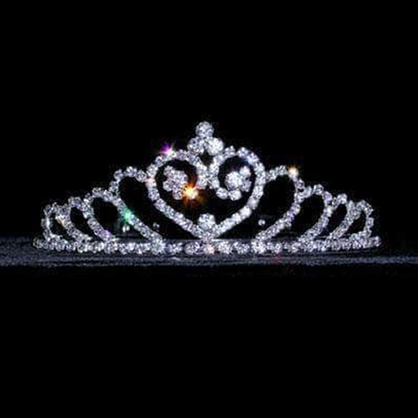 Expanding Heart Cryatal Rhinestone Silver Tiara