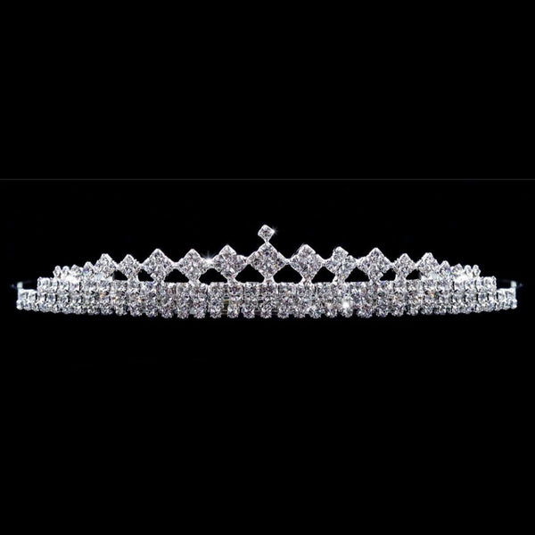 Crystal Rhinestone Diamond Topper Silver Tiara