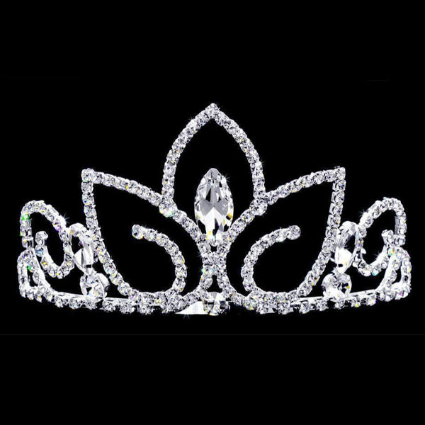 Lotus Crystal Rhinestone 3" Silver Tiara