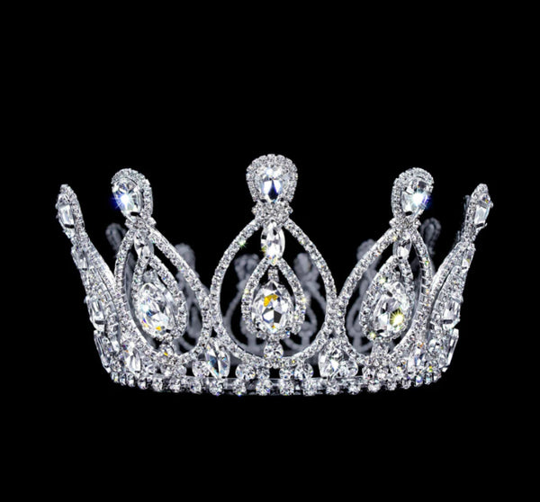 Royal Statement Crystal Rhinestone Silver 3" Full Crown