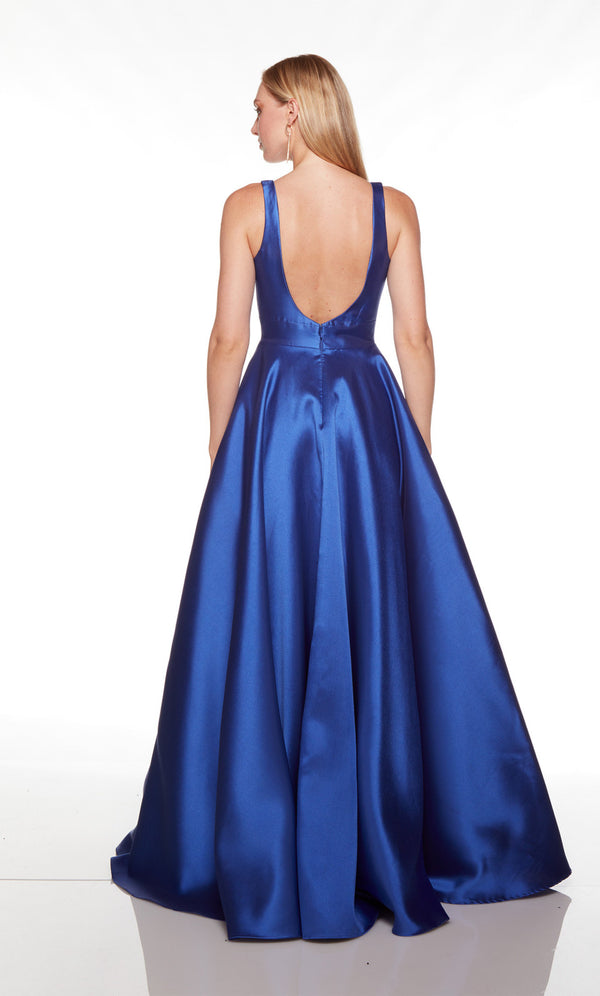 ALYCE PARIS 1757 Elegant Mikado A-Line Dress with Pockets - Royal Blue, Pine Green or Burgundy