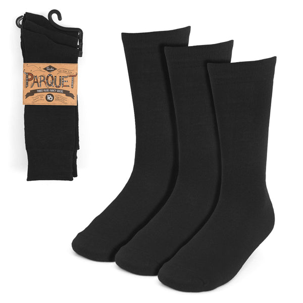 Men's 3 Pack Black Dressy Crew Socks