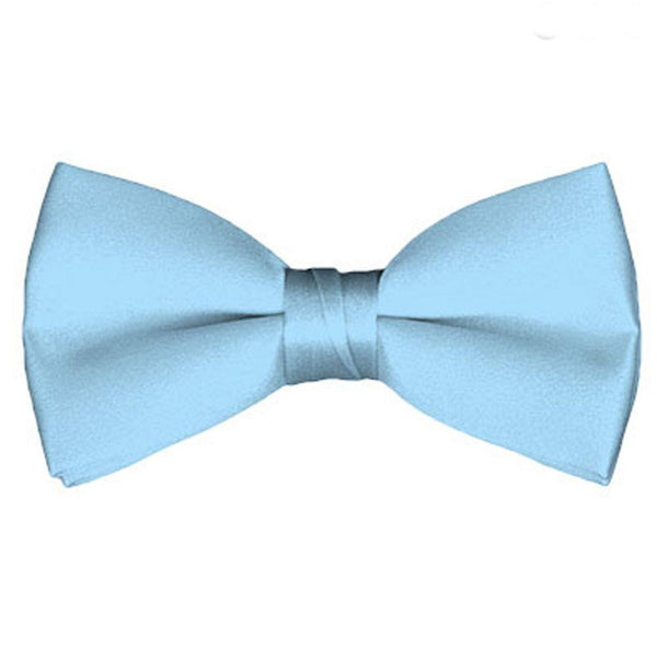 New Solid Satin Pretied Bow Ties - Powder Blue