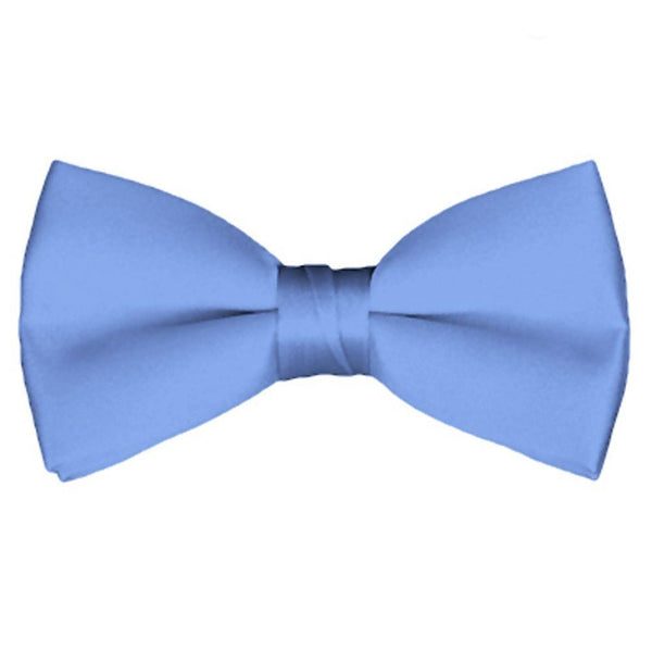 New Solid Satin Pretied Bow Ties - Steel Blue