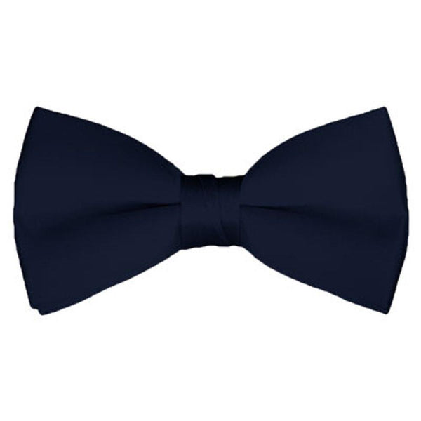 New Solid Satin Pretied Bow Ties - Navy