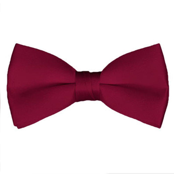 New Solid Satin Pretied Bow Ties - Raspberry Pink