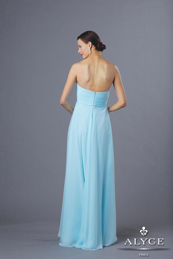 Alyce Paris 35597 Hush Blue Chiffon Prom Dress Back