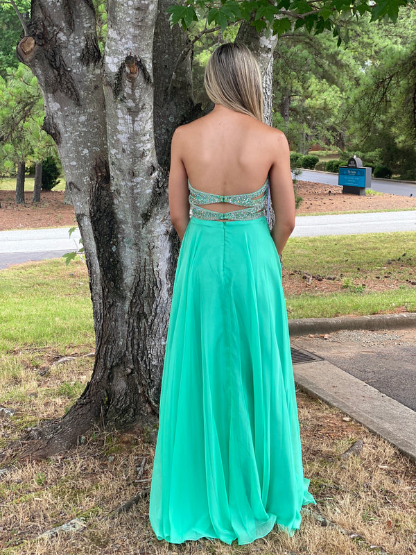 Alyce Paris Style 35696 in Mint Leaf available at Formalwear Outlet Hillsborough, NC