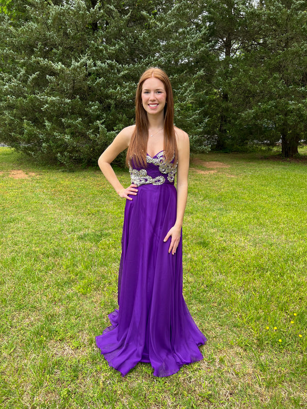 Alyce Paris 5594 Purple Sweetheart Strapless A-Line Dress