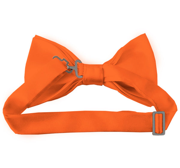 New Solid Satin Pretied Bow Ties - Orange