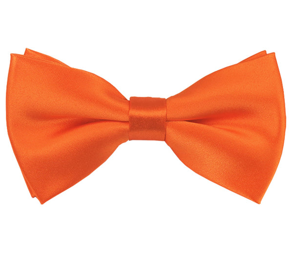 New Solid Satin Pretied Bow Ties - Orange