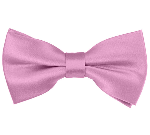 New Solid Satin Pretied Bow Ties - Dusty Pink