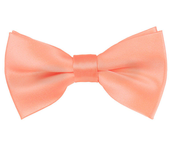 New Solid Satin Pretied Bow Ties - Salmon