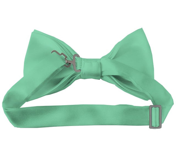 New Solid Satin Pretied Bow Ties - Aqua Green