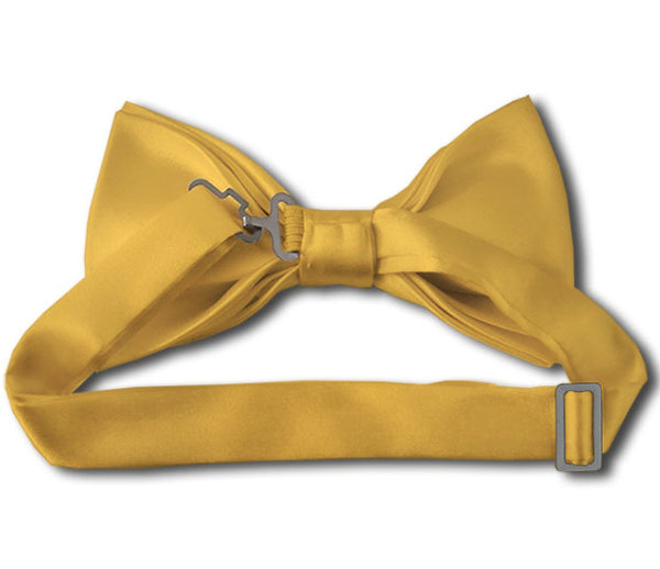 New Solid Satin Pretied Bow Ties - Honey Gold