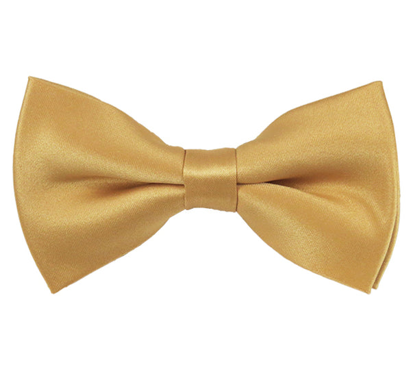 New Solid Satin Pretied Bow Ties - Honey Gold