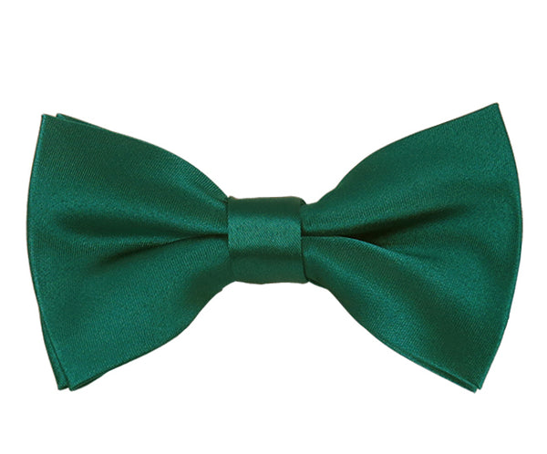 New Solid Satin Pretied Bow Ties - Teal Green