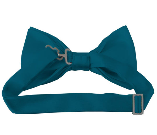 New Solid Satin Pretied Bow Ties - Oasis Blue