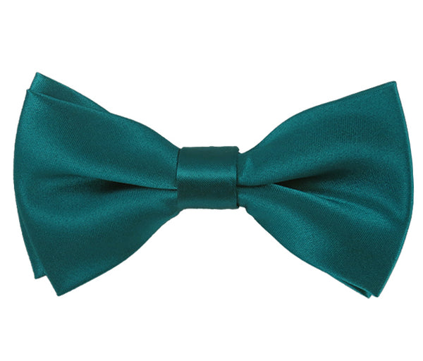 New Solid Satin Pretied Bow Ties - Oasis Blue