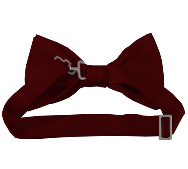 New Solid Satin Pretied Bow Ties - Maroon