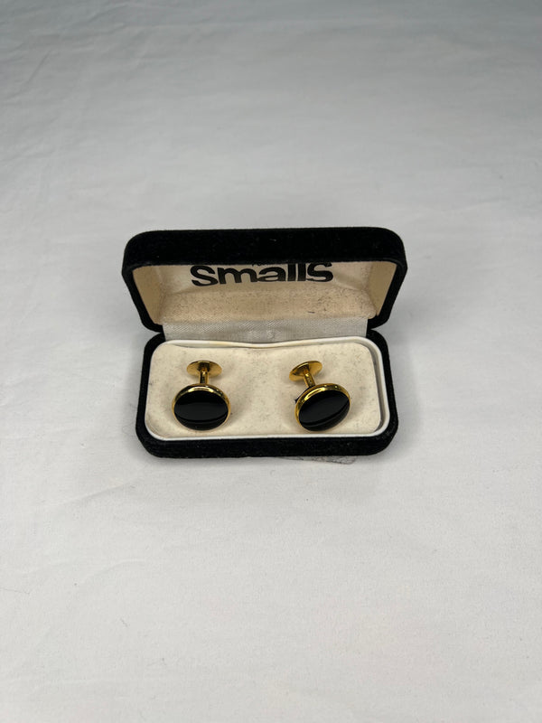 Black / Gold Round Cufflink