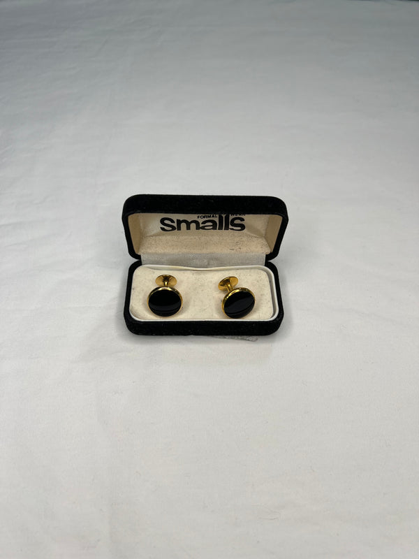 Black / Gold Round Cufflink