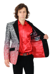 Black and Red Ombre Floral Fashion Jacket