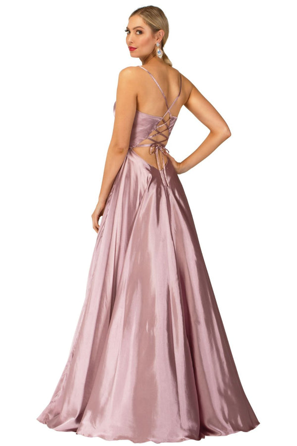 Cecilia Couture 2107 Dusty Mauve Satin A-Line Dress - Size 8