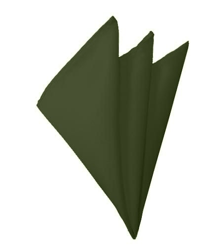 New Solid Satin Pocket Square - Dark Olive Green