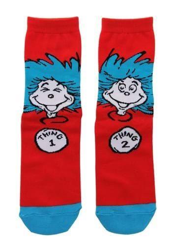 Dr. Seuss The Cat in the Hat Thing 1 and Thing 2 Novelty Socks