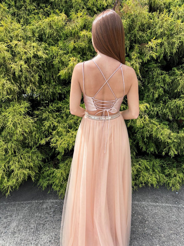 ENVIOUS Couture 1040 Rose Gold V-Neck 2-Piece Ballgown