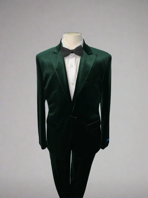 New Emerald Green Velvet Slim Fit Suit - 52 Regular