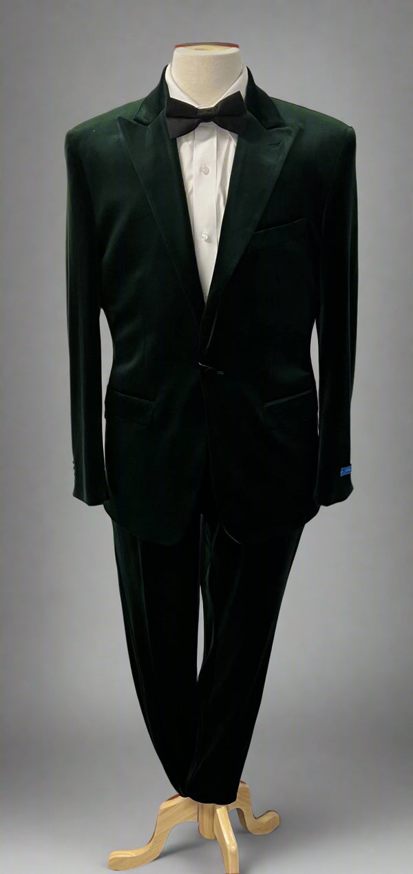 New Emerald Green Velvet Slim Fit Suit - 52 Regular