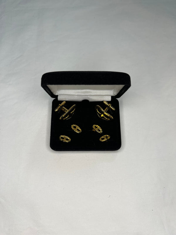 Gold Mask Stud & Cufflink