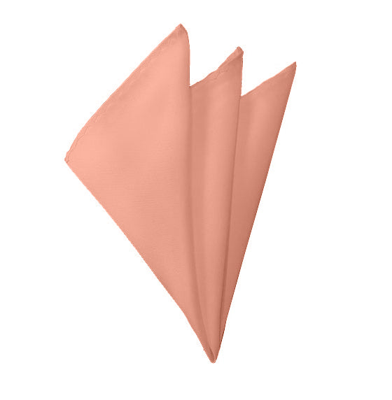 New Solid Satin Pocket Square - Salmon