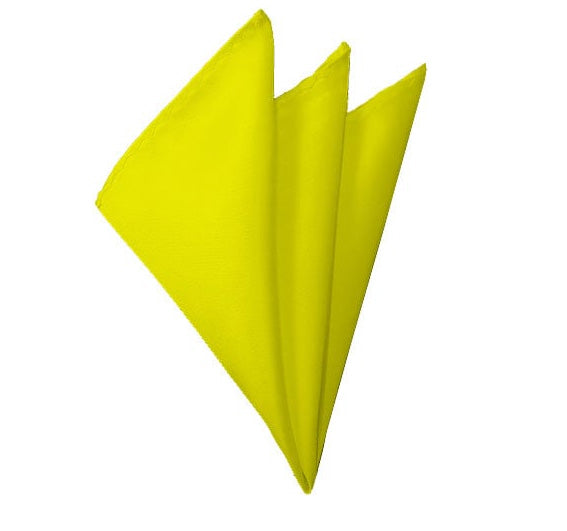 New Solid Satin Pocket Square - Lemon Yellow