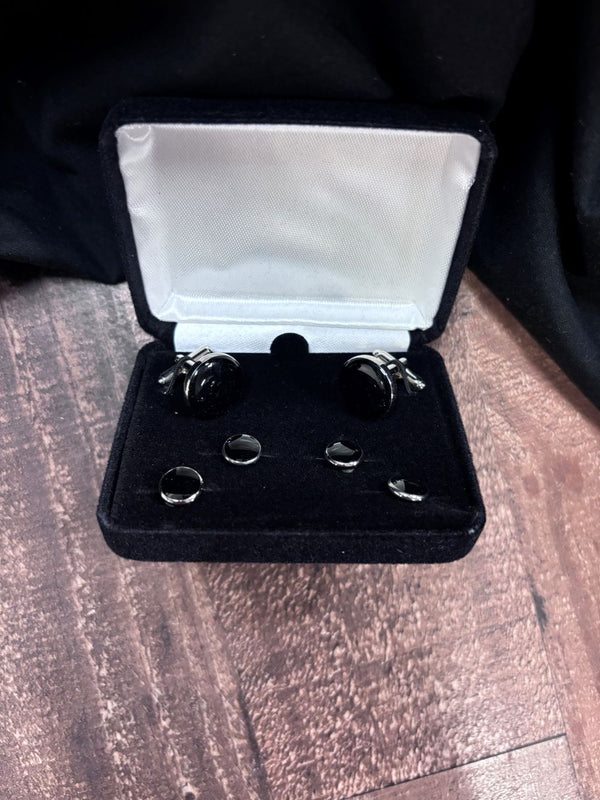 FS101 Black Silver Stud & Links