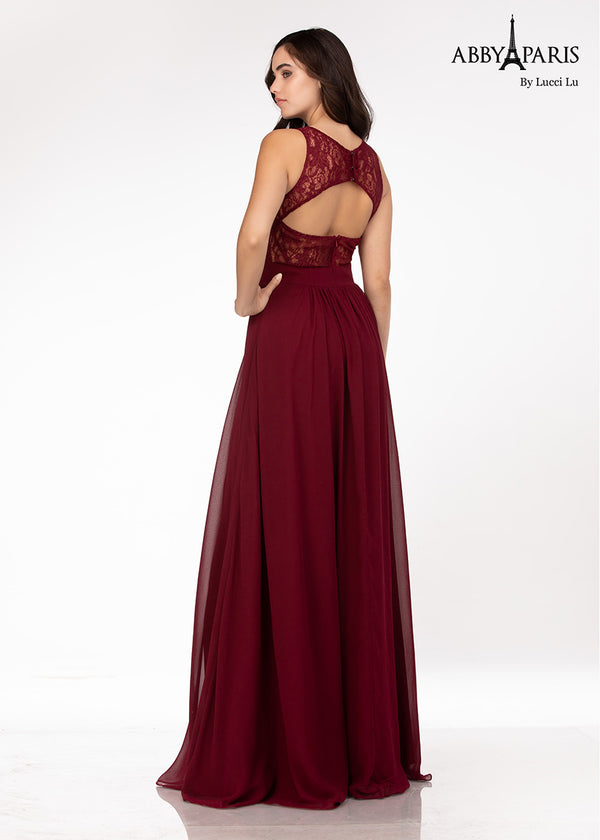 Lucci Lu style 93065 dress in burgundy back 