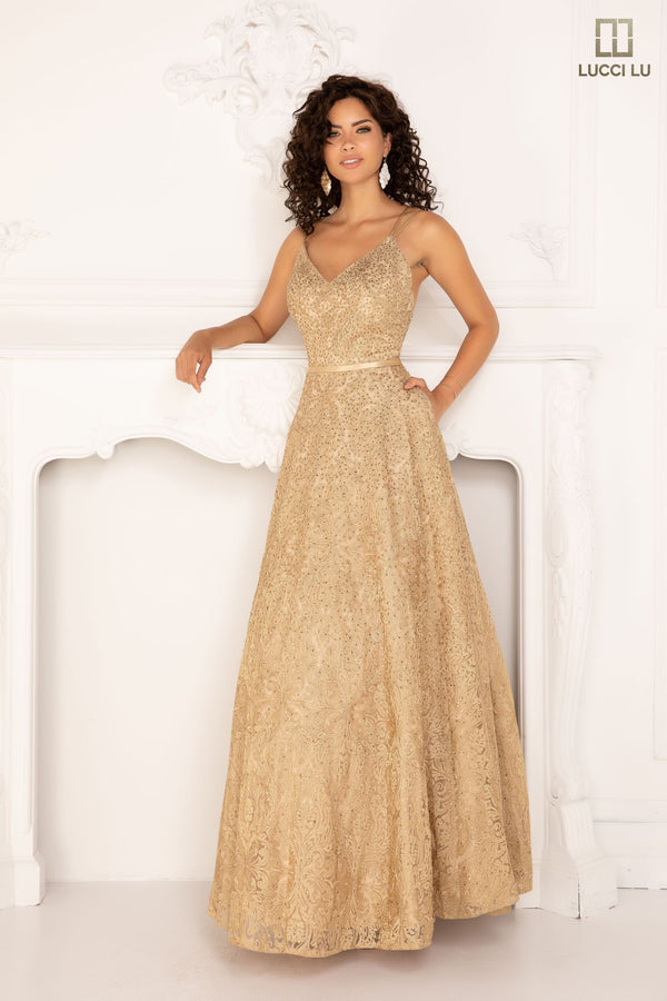 Lucci Lu style 1095 dress in gold