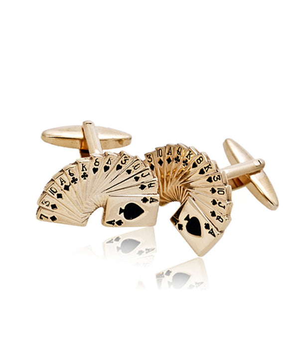 Gold Card Deck Cufflinks in Gift Box available at Formalwear Outlet Hillsborough, NC