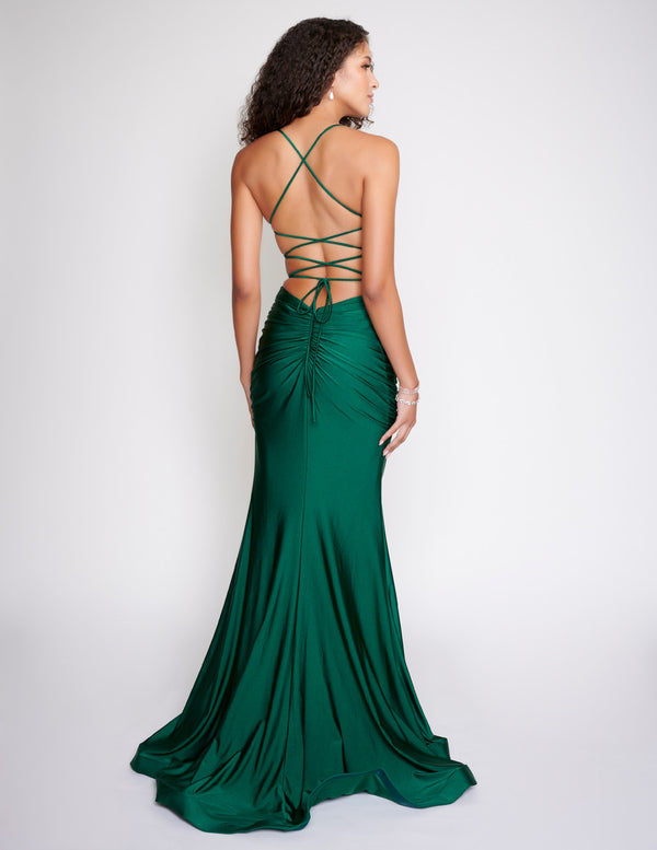 NINA CANACCI 8207 Emerald Green Jeweled Bodice Fitted Dress - Size 12