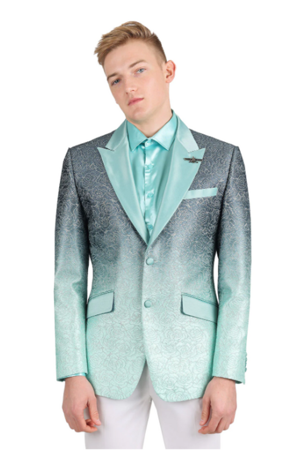 Pistachio Ombre Shimmer Peak Lapel Fashion Jacket