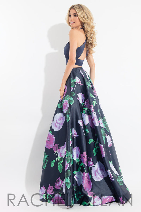 *FINAL SALE* Rachel Allan 6028 Navy Violet Floral 2 Piece Dress