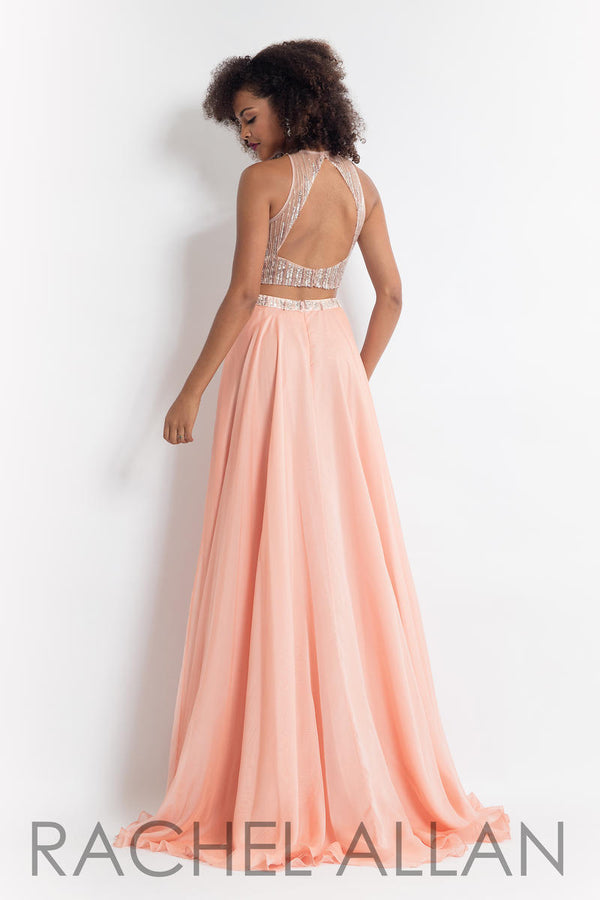 Rachel Allan 6060 Blush 2 Piece Chiffon Dress - Size 6