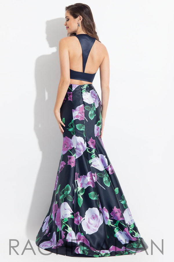 *FINAL SALE* Rachel Allan 6134 Navy Violet Floral 2 Piece Fit-n-Flare Dress