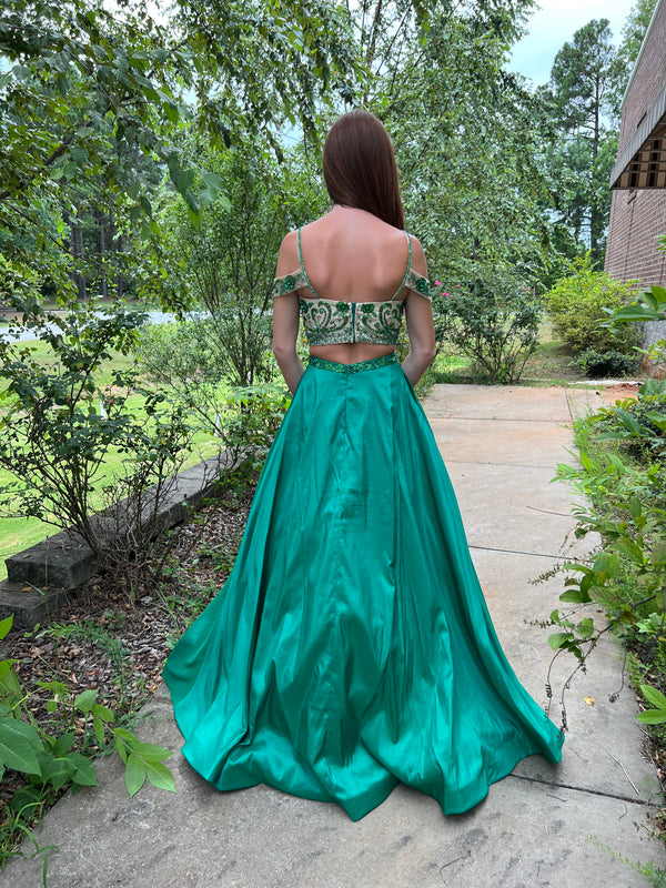 Rachel Allan 6534 Emerald Scoop Taffeta 2-Piece A-Line Dress