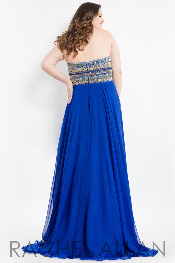 Rachel Allan 7816 Royal Blue Strapless Chiffon Dress