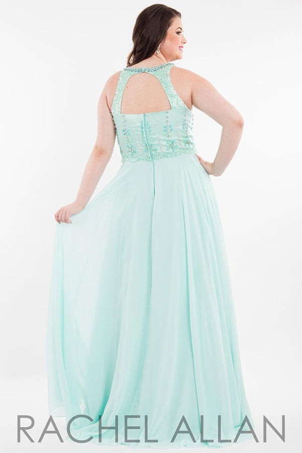 Rachel Allan Curves 7817 Mint Chiffon Dress - Size 22