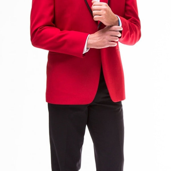 Red Carmine Slim Fit Tuxedo Dinner Jacket with Black Satin Trim