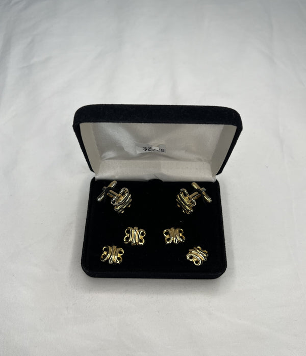 Twisted Gold Stud& Cufflink